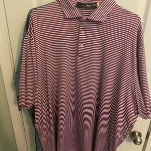 Ralph Lauren Red and White Polo Shirt Classic Striped Design